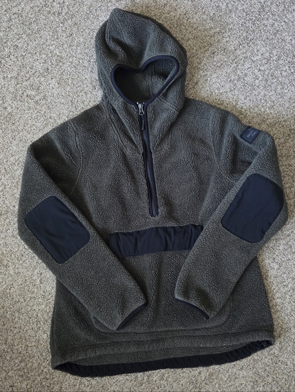 The North Face Campshire Fleece Hoodie Jacket 1/2 Zip Pullover Army Green M